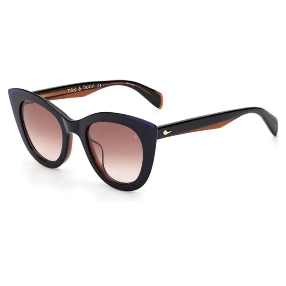 Rag & Bone 1042 Sunglasses 0S9W-HA - Blue Brown - Brown Gradient